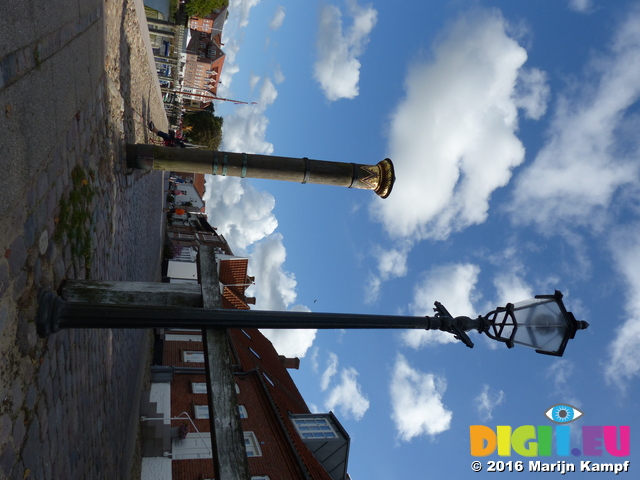 FZ033260 Pole indicating historic flood levels in Ribe